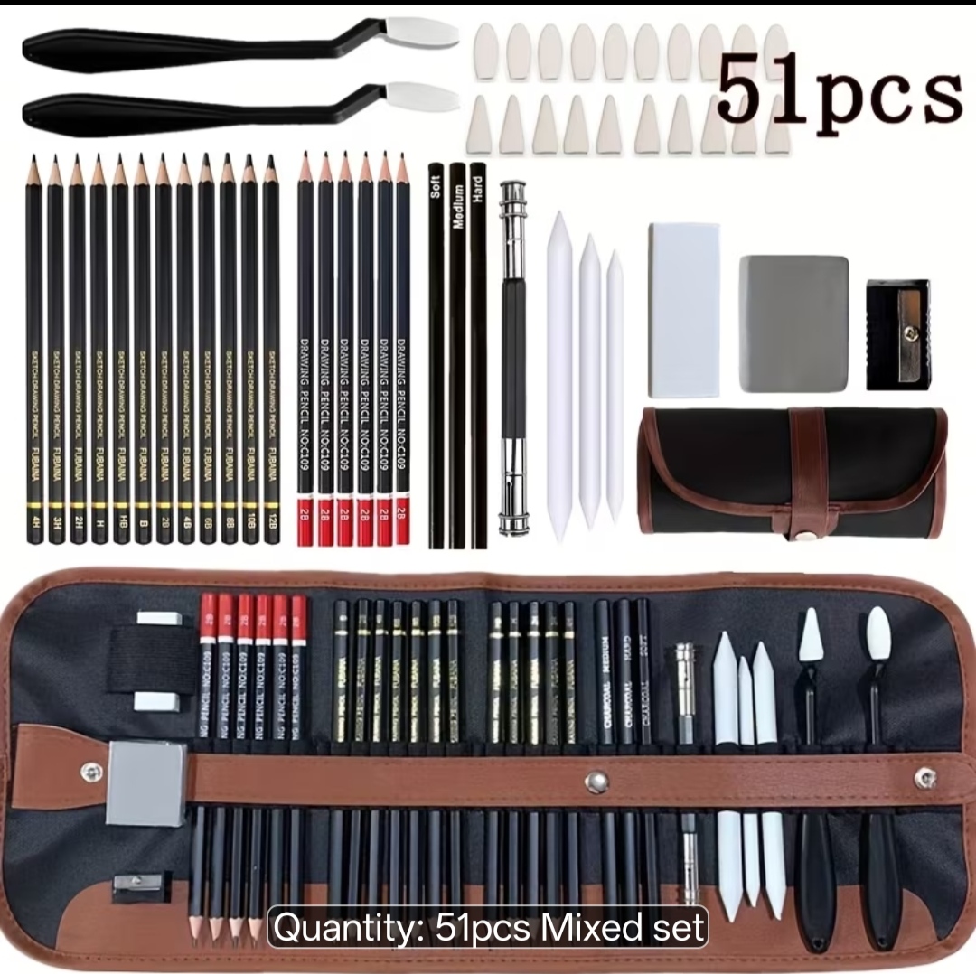 51pcs Painting Sketching Pencil Set, Professional for art Supplies, Includes Drawing Pen Sketch Grap